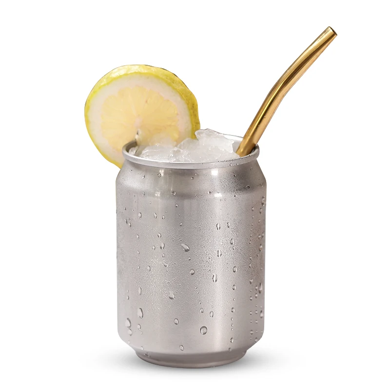Серебристые кружки колы из нержавеющей стали без металлической соломы