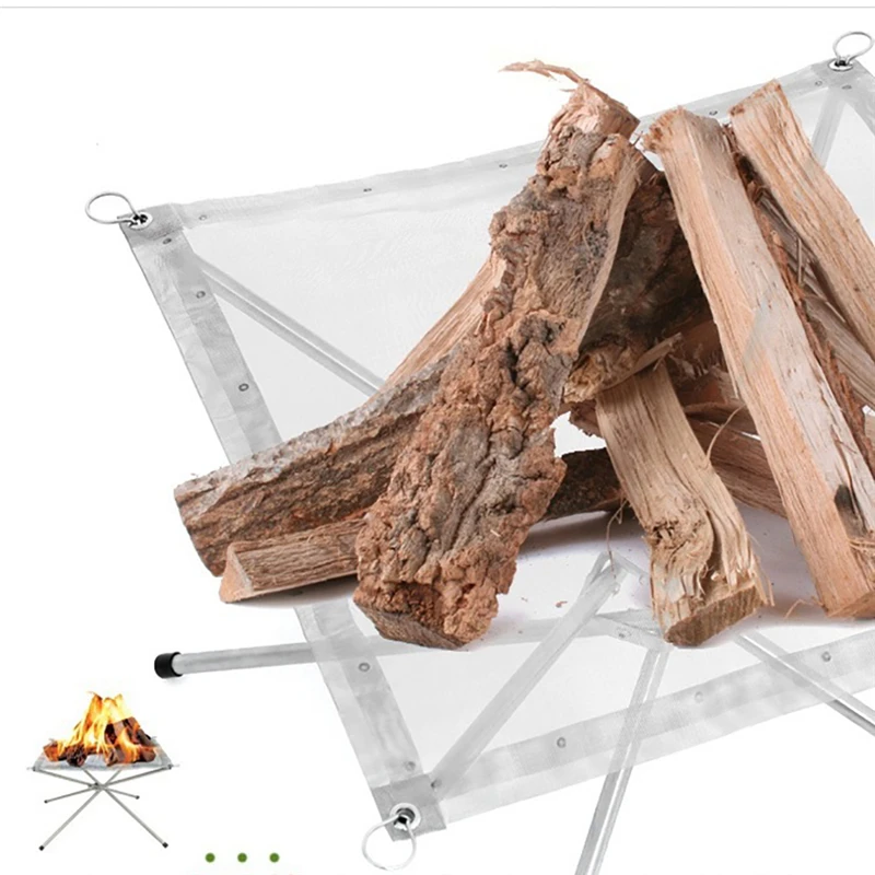 

Portable Outdoor Fire Pit Collapsing Steel Mesh Fire Stand Perfect for Camping Backyard and Garden With Carrying Bag