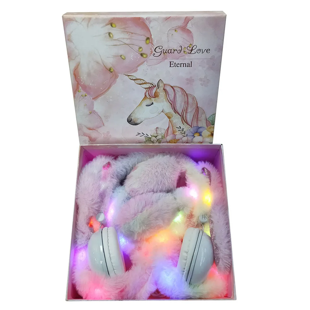 Забавные наушники с мультяшным кроликом для девочек подарочной коробкой