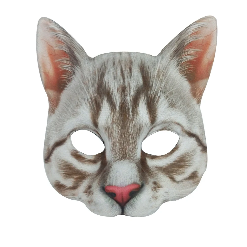 Halloween Adult Furry Animal  Cosplay Mask Cat Children Face Half Face Cover Party Playing PropsCostume Party Animal Masks
