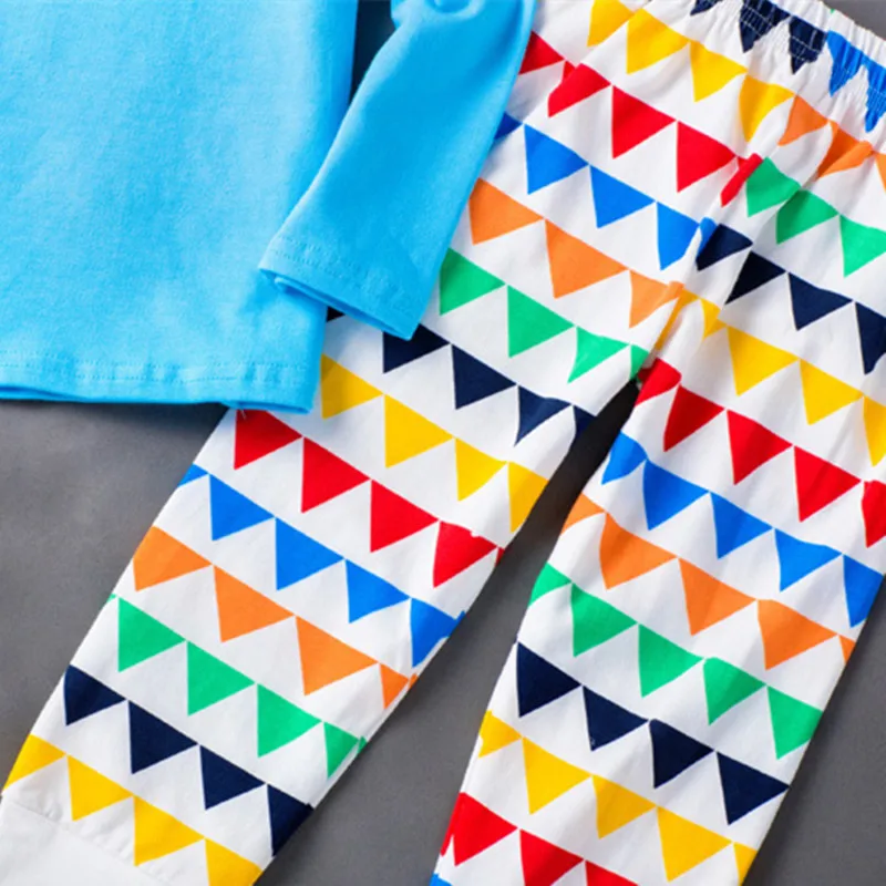 2020 New Spring 2pcs Baby Girl Clothes Autumn Boys Colorful Cartoon Donkey Pattern Cotton T-shirt and Trousers Set Kids Clothing | Детская