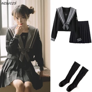 Школьная форма ведьмы Reborn, черная японская школьная форма морского флота, одежда для студентов, одежда для девочек из аниме