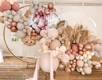 Rose Gold DIY Baby Shower Balloons Arch Doubled Cream Peach Apricot Balloon Garland Pink Birthday Party Wedding Decoration