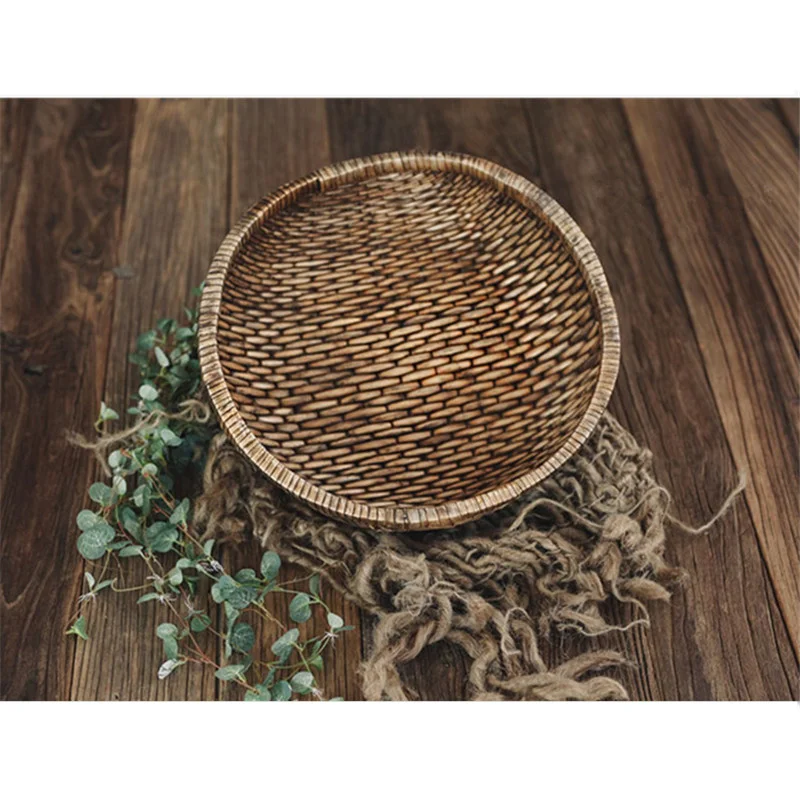 Retro basket Реквизит для фотосъемки новорожденных, корзина из ротанга ручной работы, реквизит для фотосъемки новорожденных, винтажная детская фоторамка, аксессуары для фотосъемки - Color: Retro basket