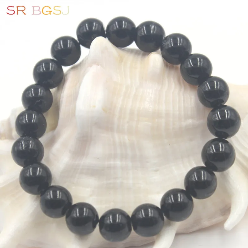 Free Shipping 6 8 10 12 14mm Round Natural Black Tourmaline Gems Stone Handmade Stretchy Jewelry Bracelet 7&quot 7.5&quot 8&quot | Украшения