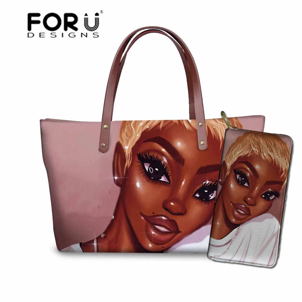 YQ4634ALZ21 FORUDESIGNS/женские летние пляжные сумки для черного искусства, африканская сумка с принтом для девочек, женская модная сумка и кошелек, комплект Sac Master Femme - Цвет: YQ4634ALZ21