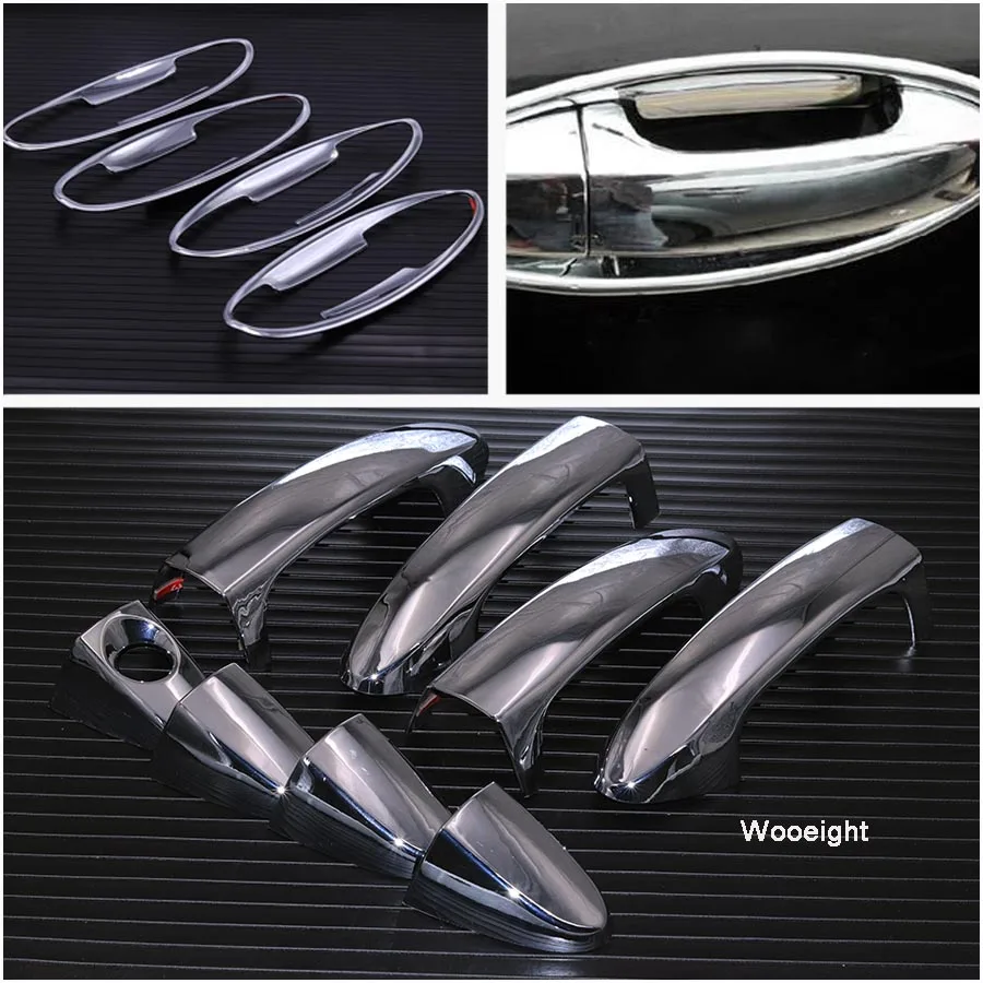 

12 шт. отделка дверной ручки автомобиля Wooeight + чаши для дверной чашки, крышка, отделка, внешние декоративные наклейки, рамка для Ford Fiesta 2009-2015