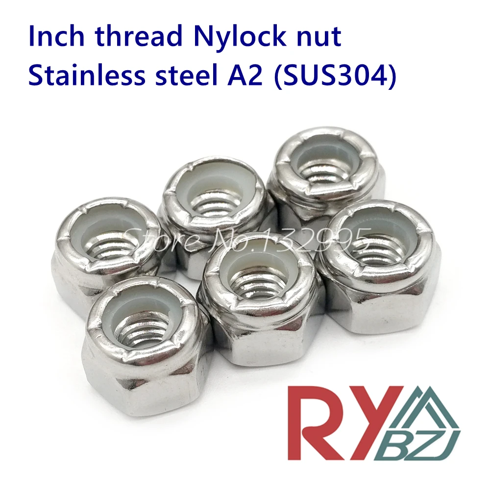 Гайка Nylock из нержавеющей стали самоблокирующиеся гайки дюймовая резьба SUS304 2 #4 #6