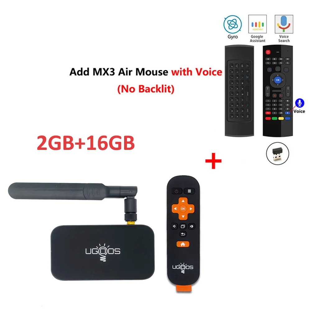 UM4 add MX3 MIC UGOOS UM4 Android 7,1 ТВ-приставка 2 Гб DDR4 16 Гб ПЗУ RK3328 Четырехъядерный 4K HD Смарт-медиаплеер 2,4G и 5G WiFi Bluetooth 4,0 ТВ-приставка - Цвет: UM4 add MX3 MIC