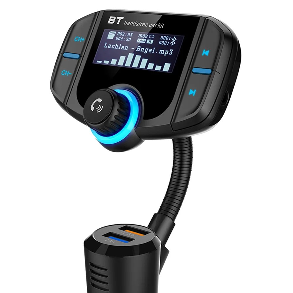 

(Модернизированная версия) FM-передатчик Bluetooth, беспроводной радиоадаптер Sumind, автомобильный комплект громкой связи с экраном 1,7 дюйма, QC3.0