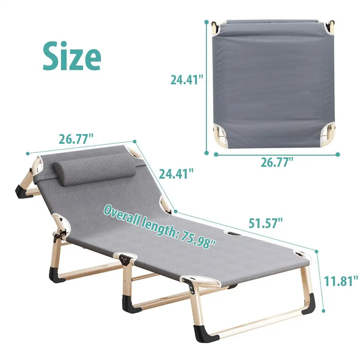 

Folding Bed Office Nap Lounger Simple Single Escort Bed Outdoor Camping Picnic Beach Chair Max Load 200kg Outdoor Furniture