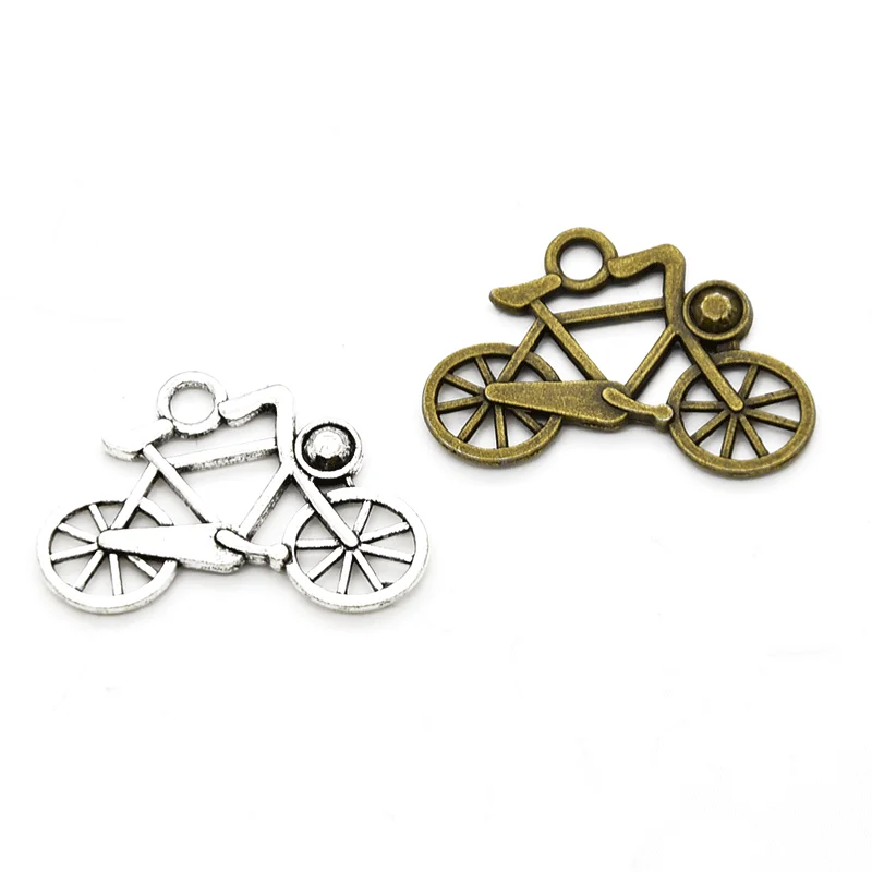 

12pcs Wholesale Two Color Bicycle Charms Zinc Alloy Metal Bike Pendants For DIY Handmade Jewelry Accessories Making 29*20mm