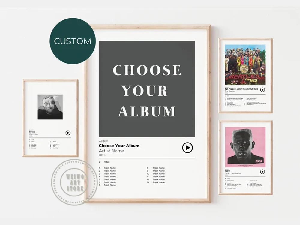 

Персонализированные постеры и принты вашего альбома, музыкальный альбом на заказ, Художественная печать, холст, живопись, музыкальная комн...