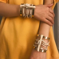 jewelry contracted national wind multi layer winding bracelet female exaggerated wide bracelet cable tie conch bracelet