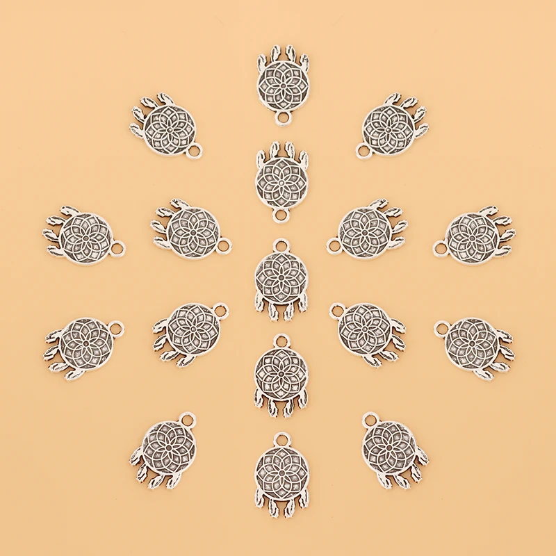 

100pcs/Lot Tibetan Silver Dream Catcher Charms Pendants 2 Sided for DIY Jewelry Making Accessories