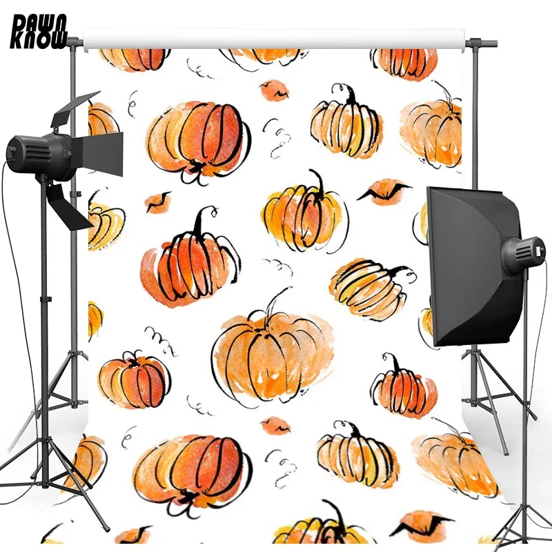 

DAWNKNOW Autumn Drawing Pumpkin Photography Background For Wedding Customize Backdrop For Children Photo Studio lv233