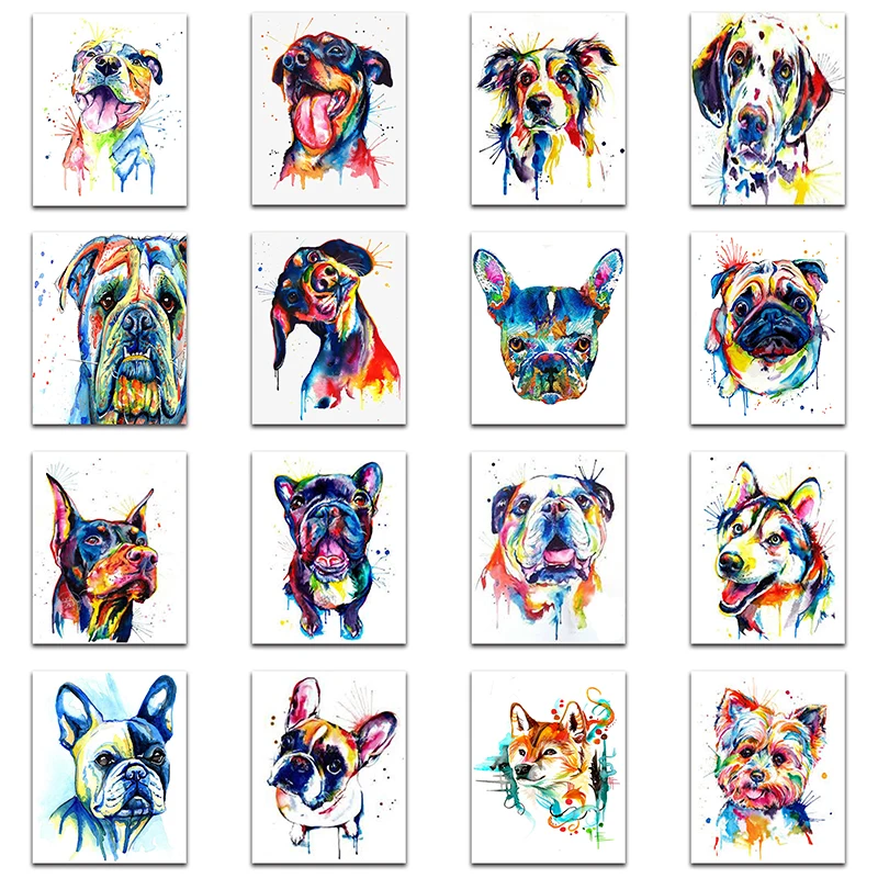 

5D Diamond painting Cross stitch Cartoon set kit Full Square Diamond embroidery Animal Round Diamond mosaic color dog Bulldog