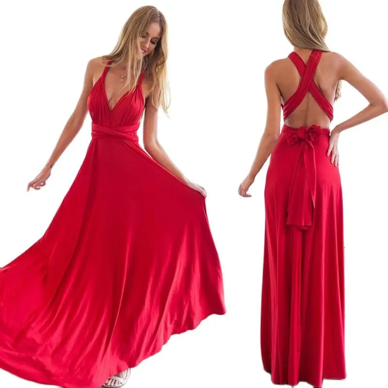 

Plus Size Summer Dress Christening Maxi Dress Multi Way Crossing Multi Rope Cross Back Sexy Bandage Long Christmas Dress