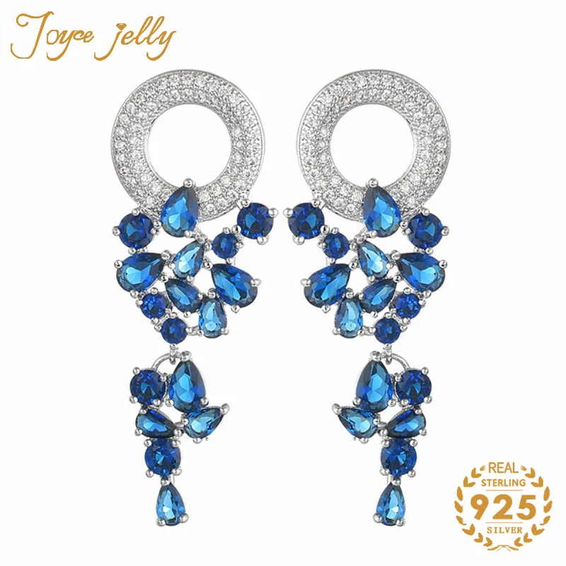 JoyceJelly Мода 925 стерлингового серебра серьги для женщин ювелирные изделия Сапфир