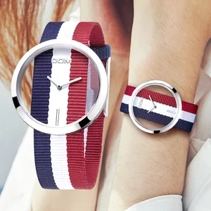 Женские часы DOM брендовые Роскошные модные повседневные кварцевые уникальные стильные часы-скелетоны с отверстиями нейлоновые спортивные женские наручные часы LP-205