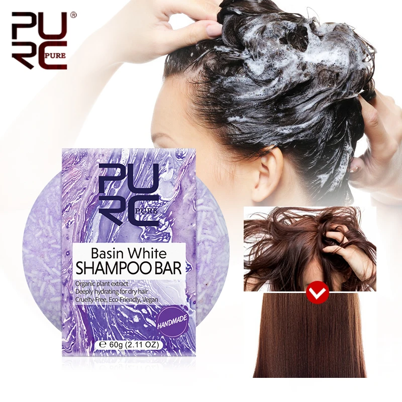 

Новый продукт PURC, мыло для мытья волос ручной работы, холодная обработка, белый шампунь, бар, 100% чистые шампуни для волос, уход за волосами