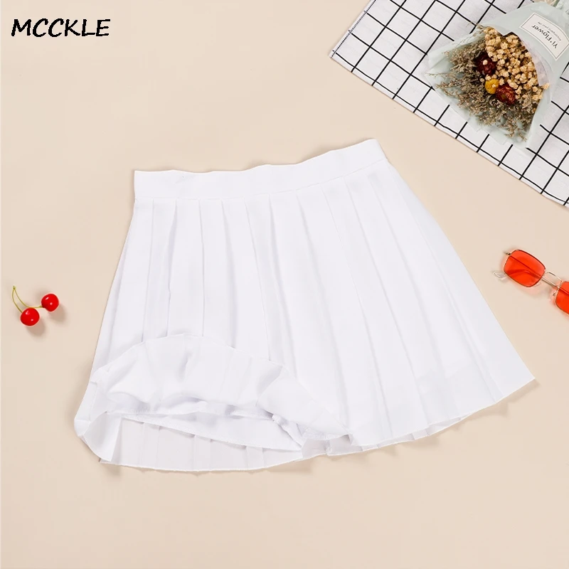 

Aummer Pleated A-line Short Skirts Women JK Style Sexy Solid Mini Skirts Female 2020 New Fashion White Skirts Womens Bottoms