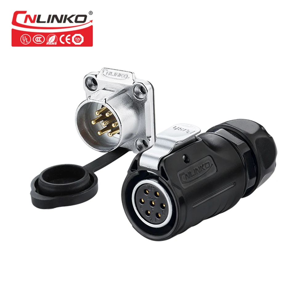 CNLINKO LP серия M20 7 pin 20A 500V IP67 водонепроницаемый штекер черный круглый разъем для