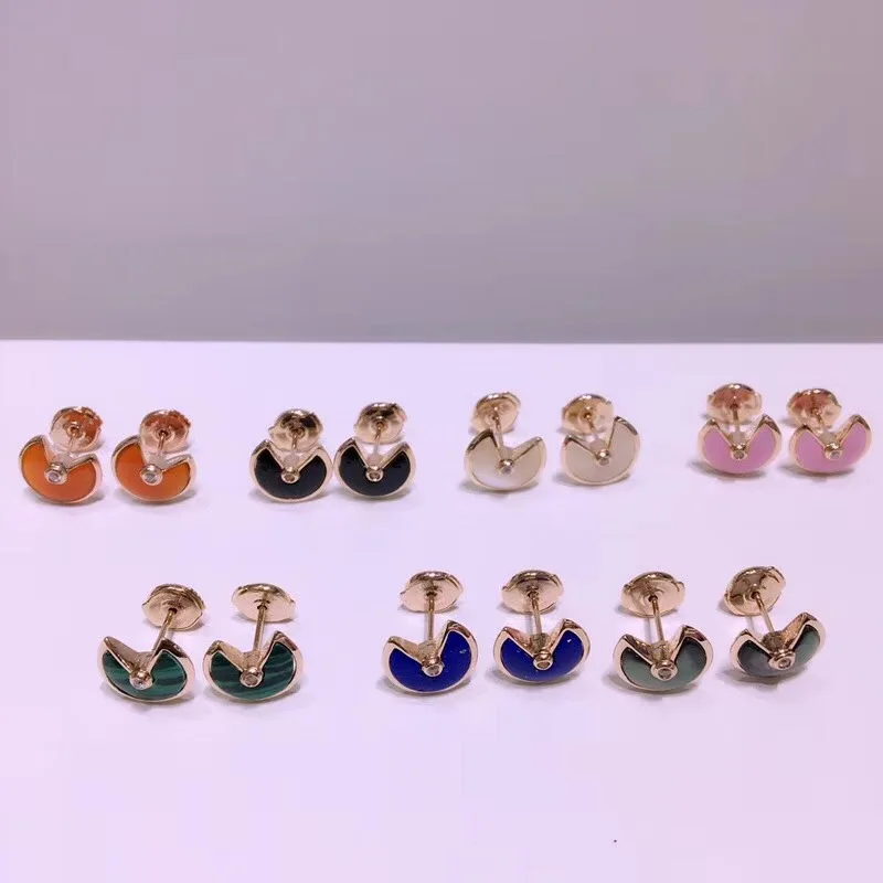 Горячий дизайн круглый диск lucky амулетики серьги-гвоздики цвета розового золота