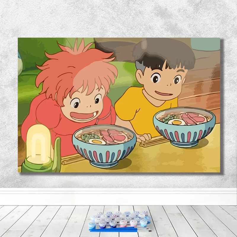 DIY Цифровая живопись Золотая рыбка Цзи цзунцзе мультфильм аниме на скале