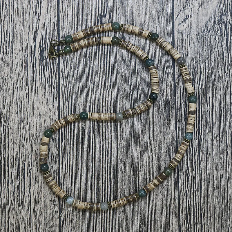 Винтажное деревенское мужское ожерелье из бисера натуральный индийский оникс