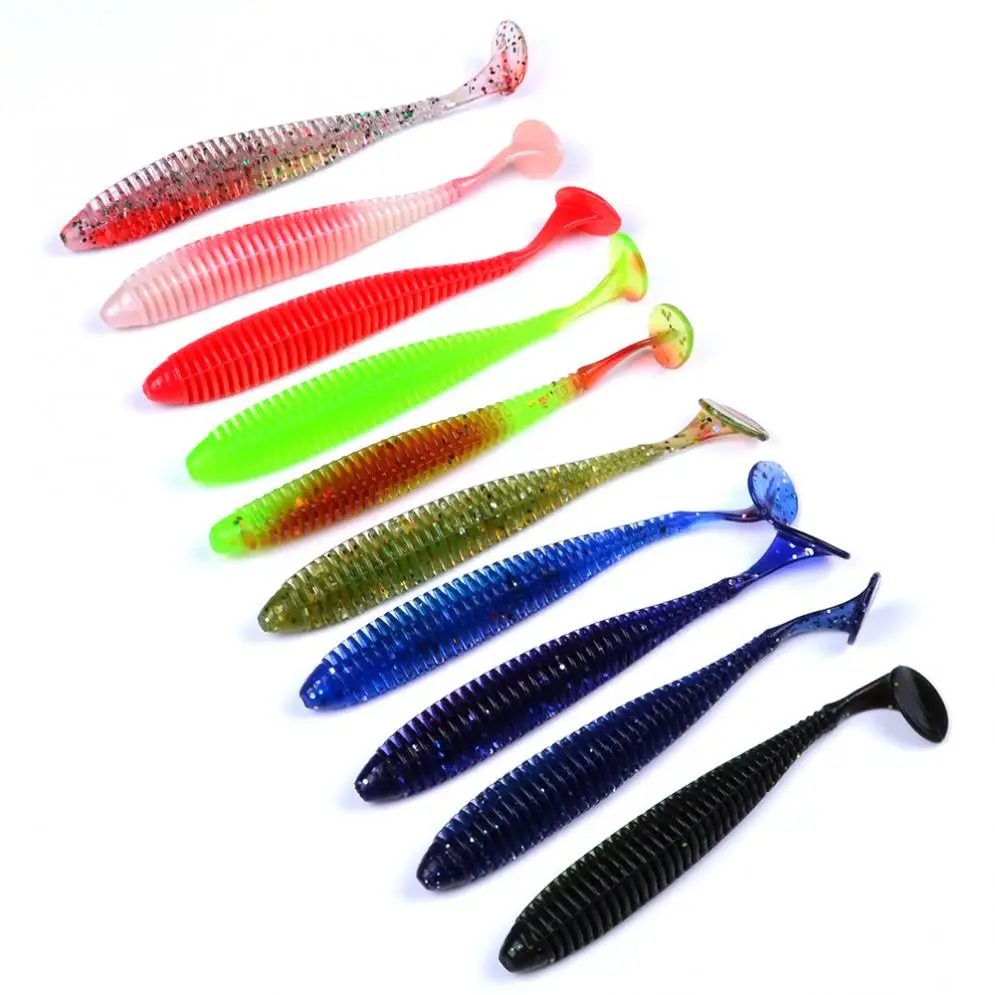 

10pcs/lot 2.4g/85mm Lures Soft Bait Worms Fishing Lure with Salt Smell Fishing Takcle Grub Artificial Lures