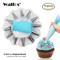walfos 14pcsset russian icing piping tips silicone icing piping cream pastry bag stainless steel nozzle set diy cake decorating