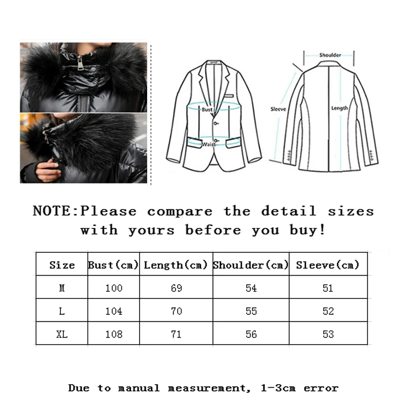 

Vangull Winter Women Short Glossy Jacket Down Cotton Hooded Parkas coat Big Fur Collar Casual Pearlescent Leather Thick Jacket