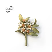 orange flower brooch female silk scarf accessory pin retro versatile pearl brooches for women exquisite handmade high end gift