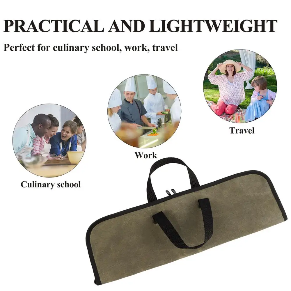 

2020 Hot Chef Knife Bag Kitchen Roll Bag Waxed Canvas Cooking Portable Durable Storage Pockets Green Carry Case Pouch