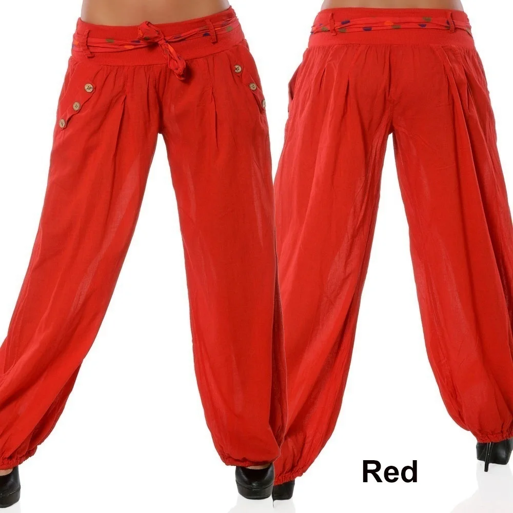 Red ZOGAA женские шаровары модные большие размеры 5XL яркие цвета повседневные длинные брюки Свободные мешковатые расклешенные брюки женские брюки на шнурке - Color: Red