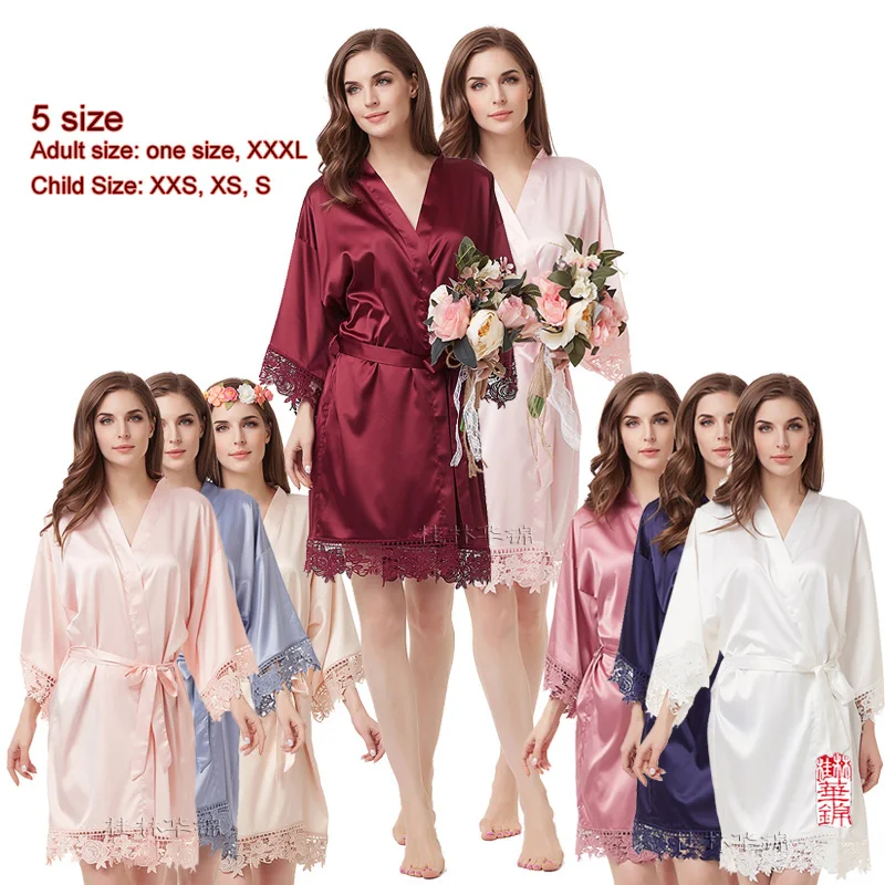 

Silky Lace Robe Satin Bridesmaid Robes Bride Robe Bridal Party Robes Bridesmaid Gifts Lace Wedding Flower girl robes A900A