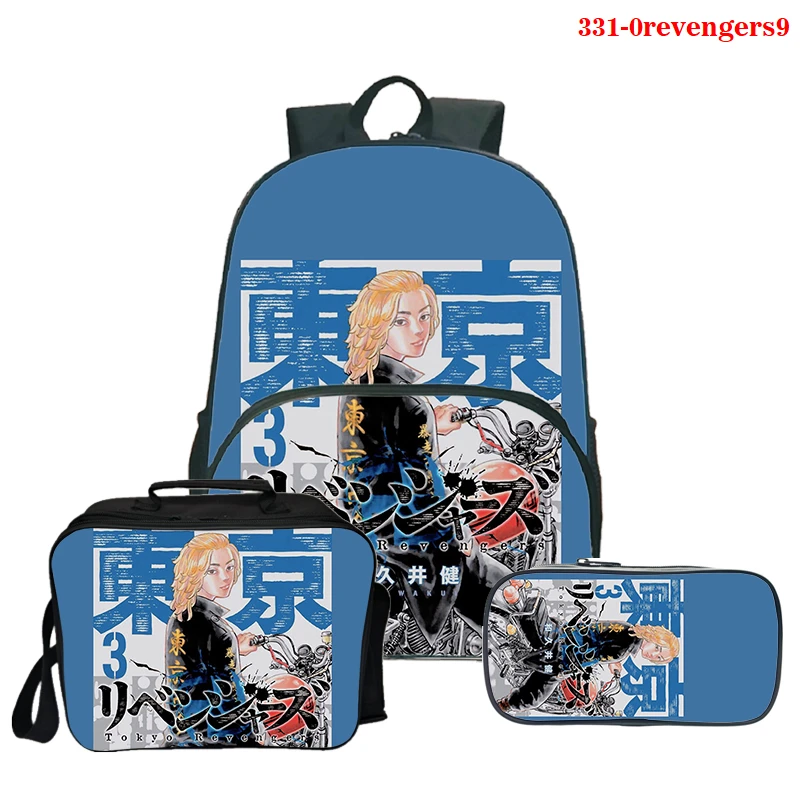 

tokyo revengers Fashion 3pcs/set School Bags for Boys Girls fashion pencil case Women Men kawaii lunch bag backpacks Backpacks
