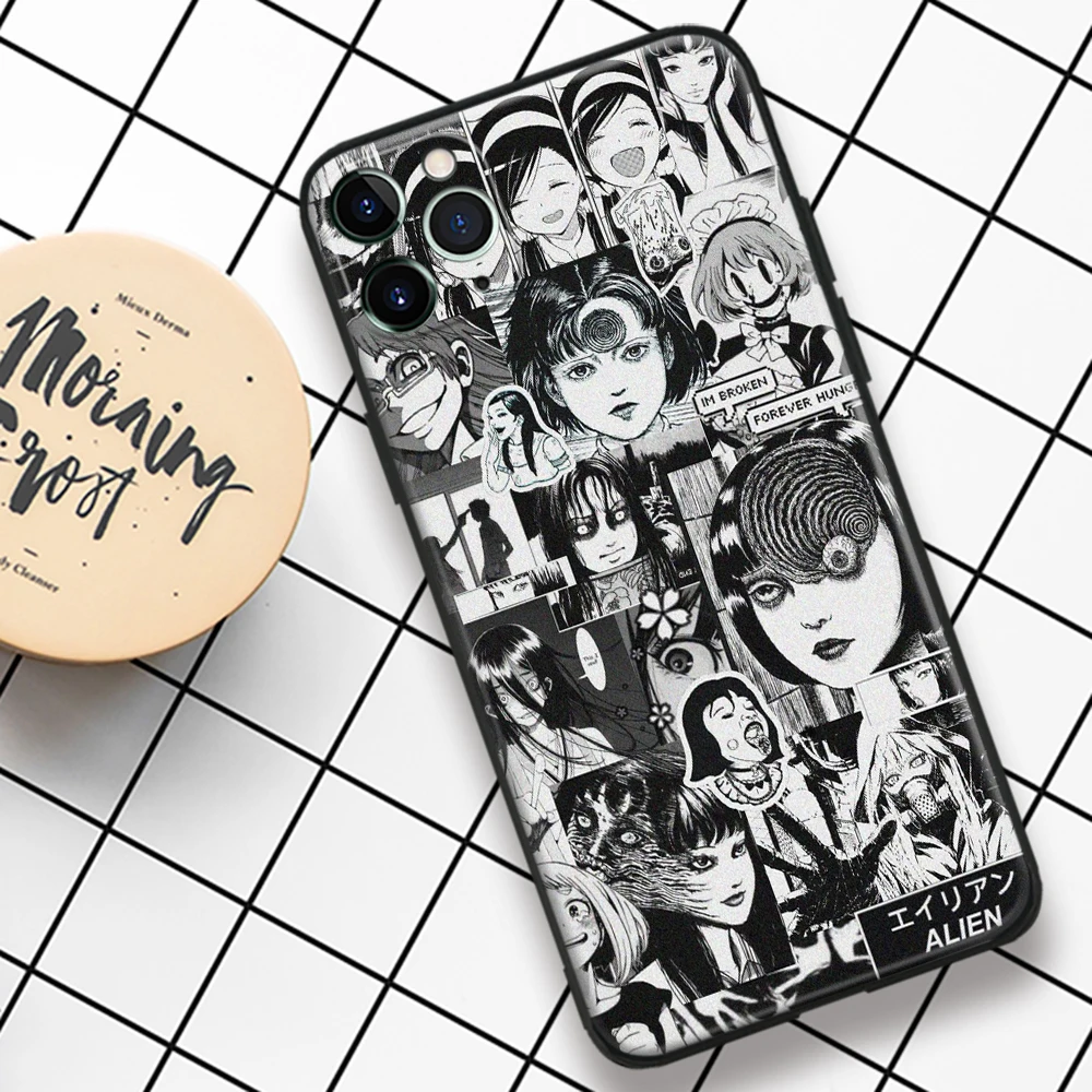Junji Ito Tees Horror Cartoon Silicone for IPhone Se 6 7 8 14 Plus X XR XS 11 12 13 Mini Pro Max Glass Phone Case Cover Shell |