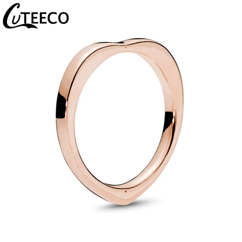 

CUTEECO 2019 New Simple Heart Rings for Women Wedding Ring Engagement Romantic Jewelry Valentine's Day Gift