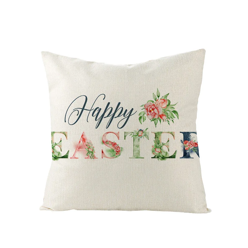 easter party diy decor pillow covers easter eggs bunny printed cushion cover kids gift home decoration linen pillow case 45x45cm free global shipping