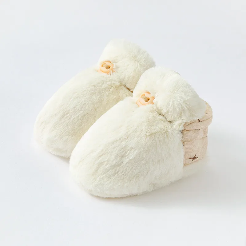 

Fall/winter baby toddler shoes newborn baby warm shoes floor plus velvet cotton shoes soft bottom non-slip fur foot cover 0-12M