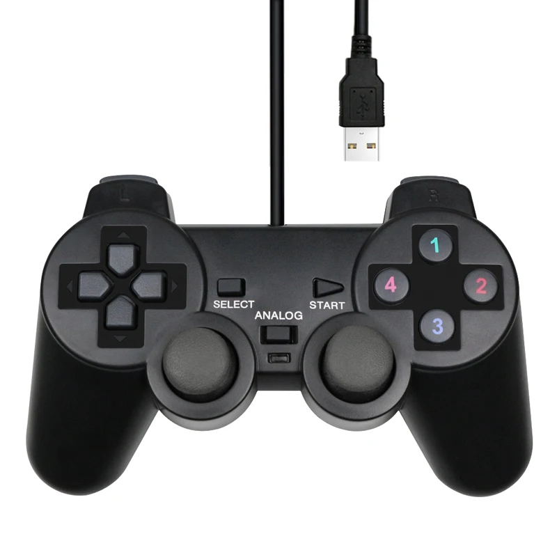 

Wired USB PC Game Controller Gamepad For WinXP/Win7/8/10 Joypad For PC Windows Computer Laptop Black Game Joystick