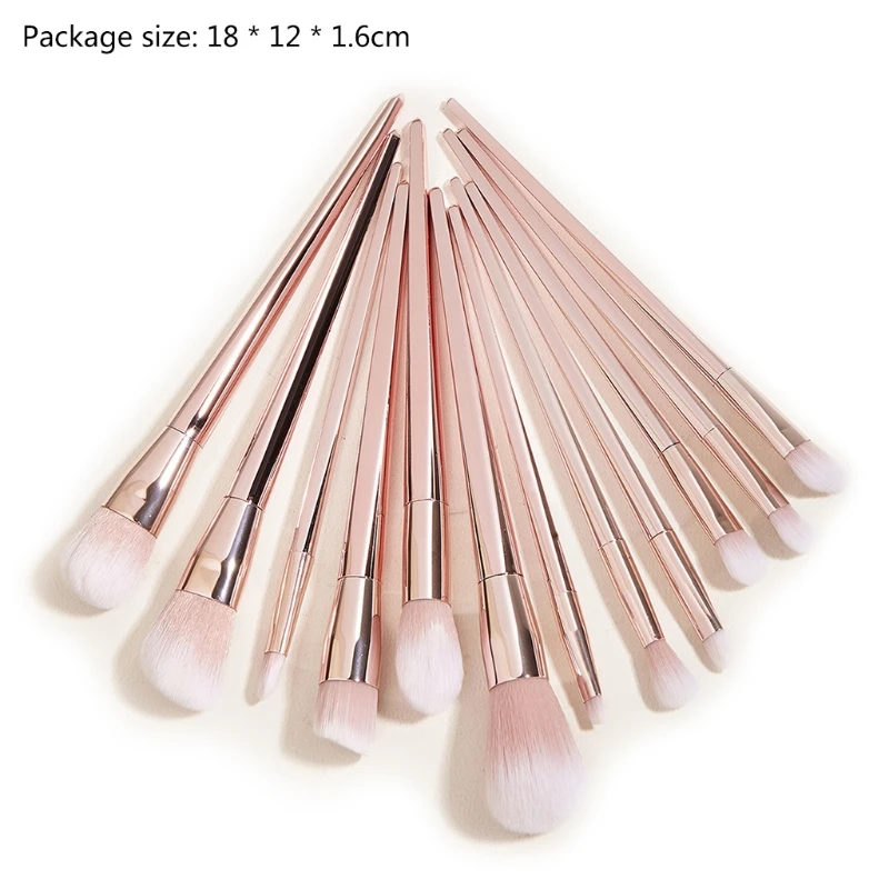 12pcs/set Portable Foundation Makeup Brush Powder Blusher Cosmetic Tool Fashion Purple Betel Gold Nail Art Dust Remover | Красота и