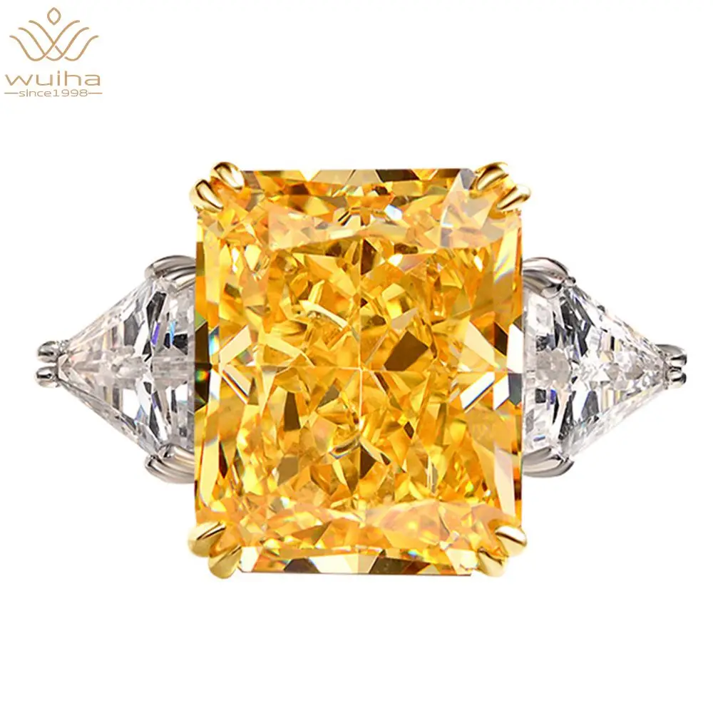 

Женское кольцо из серебра 100% пробы, с цитрином и муассанитом, 13 х16 мм