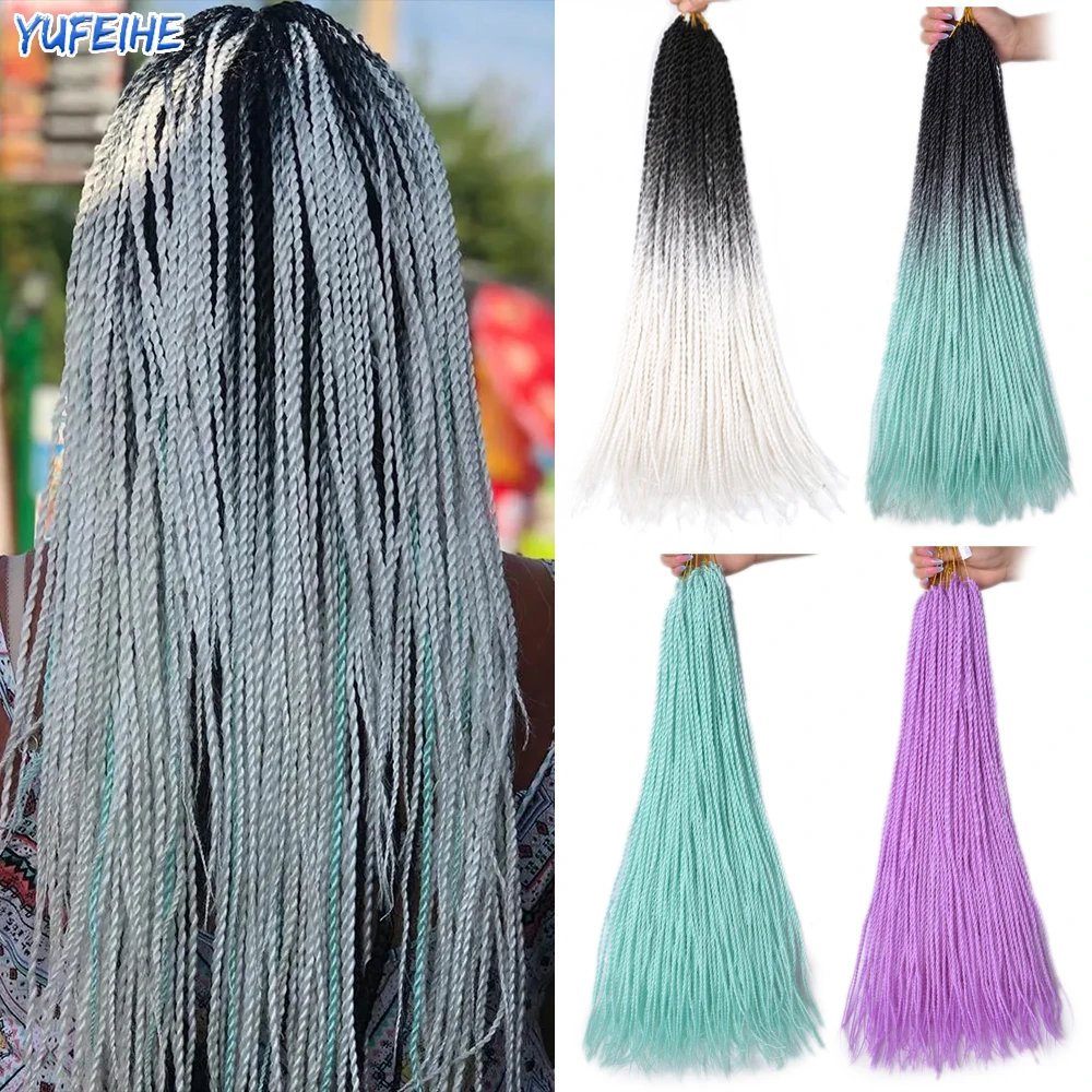 

Senegalese Twist Hair Crochet Braids 24 Inch 30 Roots/Pack Crochet Hair Senegalese Braids Twist Hair for Braidn Black Brown Pink