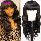 Парики из человеческих волос с челкой для женщин, бразильские волнистые парики, человеческие волосы 24, 26, 28 дюймов, полностью машинное изготовление, Yisea Remy, человеческие волосы