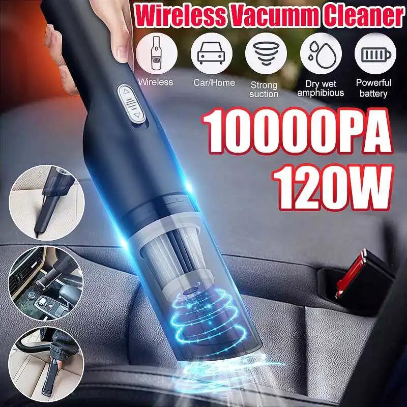 

Wireless Car Vacuum Cleaner Portable with Handheld Vacuum Cleaner Car Household Dual-use 120W 10000pa Strong Suction Mini Cleane