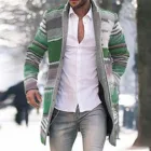 Мужское пальто средней длины, зимняя теплая ветровка с капюшоном и принтом, верхняя одежда с длинным рукавом, модное мужское длинное пальто