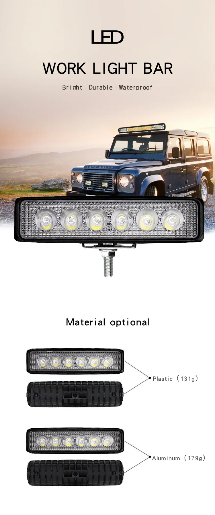 Фара противотуманная 6 дюймов 18 Вт Автомобильный светодиодный рабочий